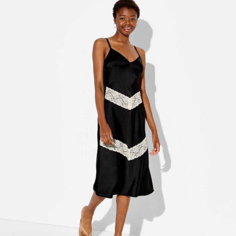 Women's Lace Satin Midi Dress - Wild Fable Black XL